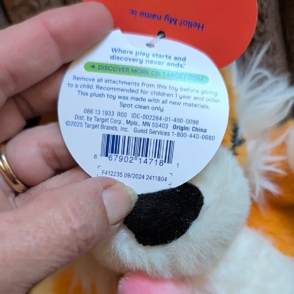 Target Orange and White Plush with Pink Heart - Picture 3 of 6